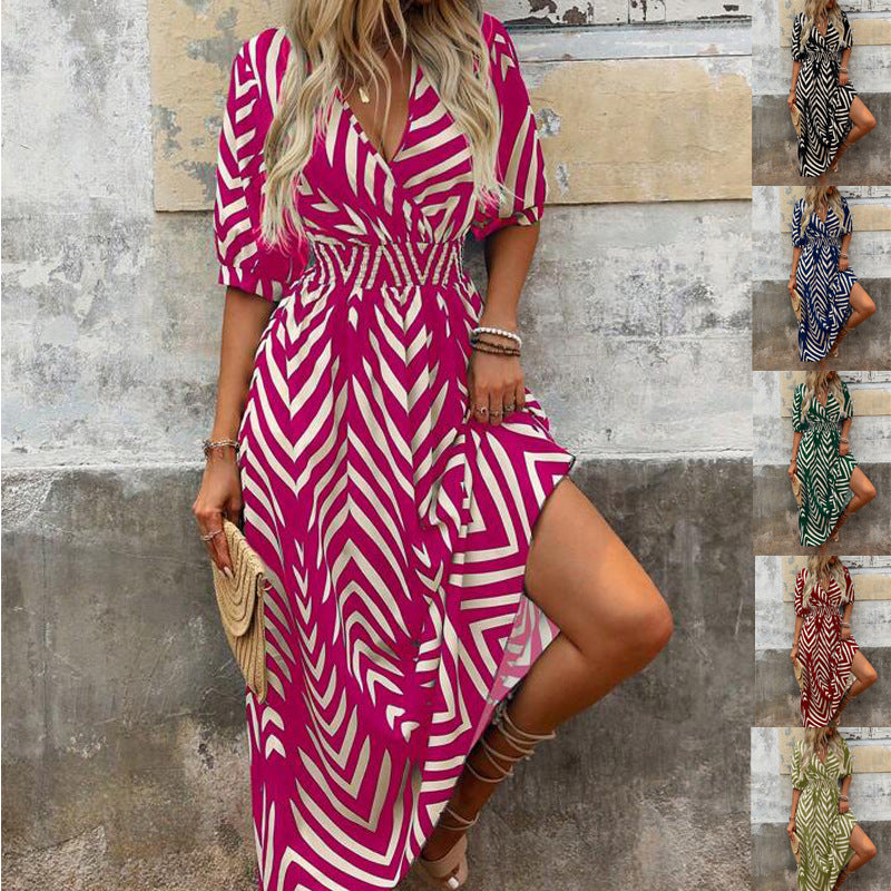 Damernas maxiklänning med draperad look och modernt Chevron-mönster Eva Jonsson-Eva Jonsson