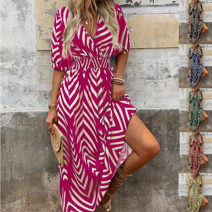 Damernas maxiklänning med draperad look och modernt Chevron-mönster Eva Jonsson-Eva Jonsson