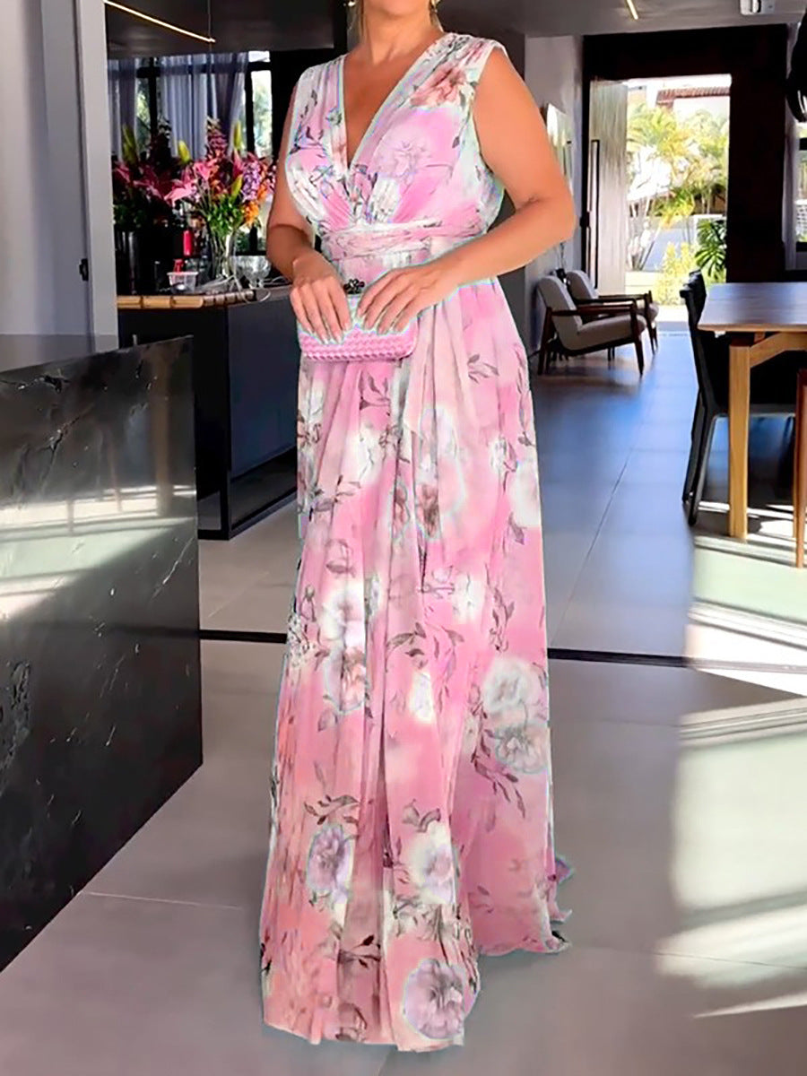 Damernas maxiklänning med flödande chiffong och romantisk blomstermaskinbroderi Mirla-Eva Jonsson