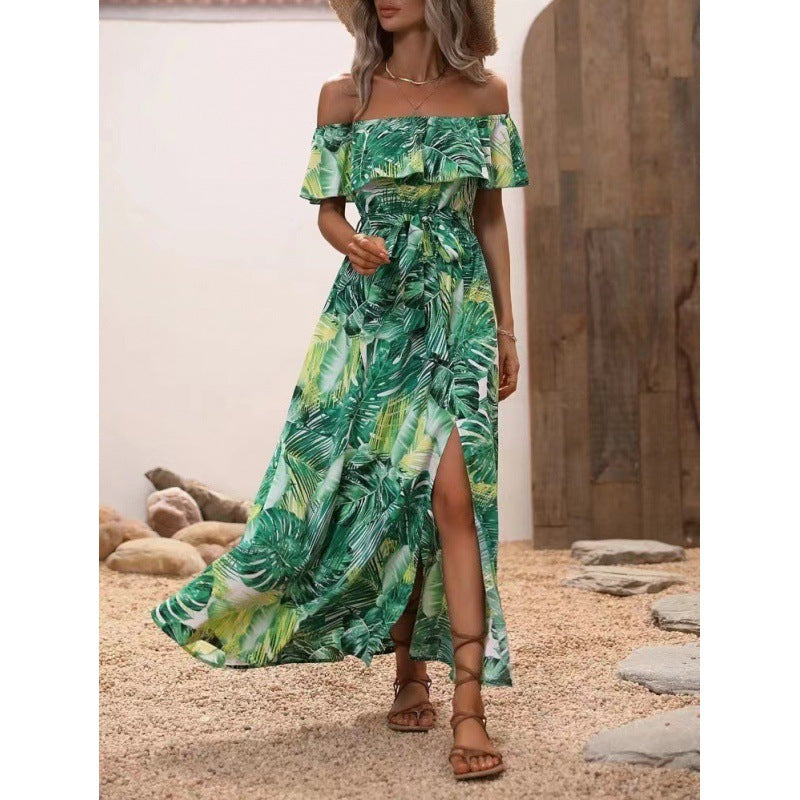 Damernas maxiklänning med off-shoulder-uttalning och djup slits Eva Jonsson-Eva Jonsson