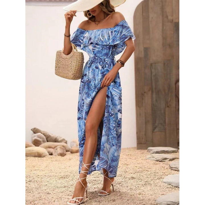 Damernas maxiklänning med off-shoulder-uttalning och djup slits Eva Jonsson-Eva Jonsson