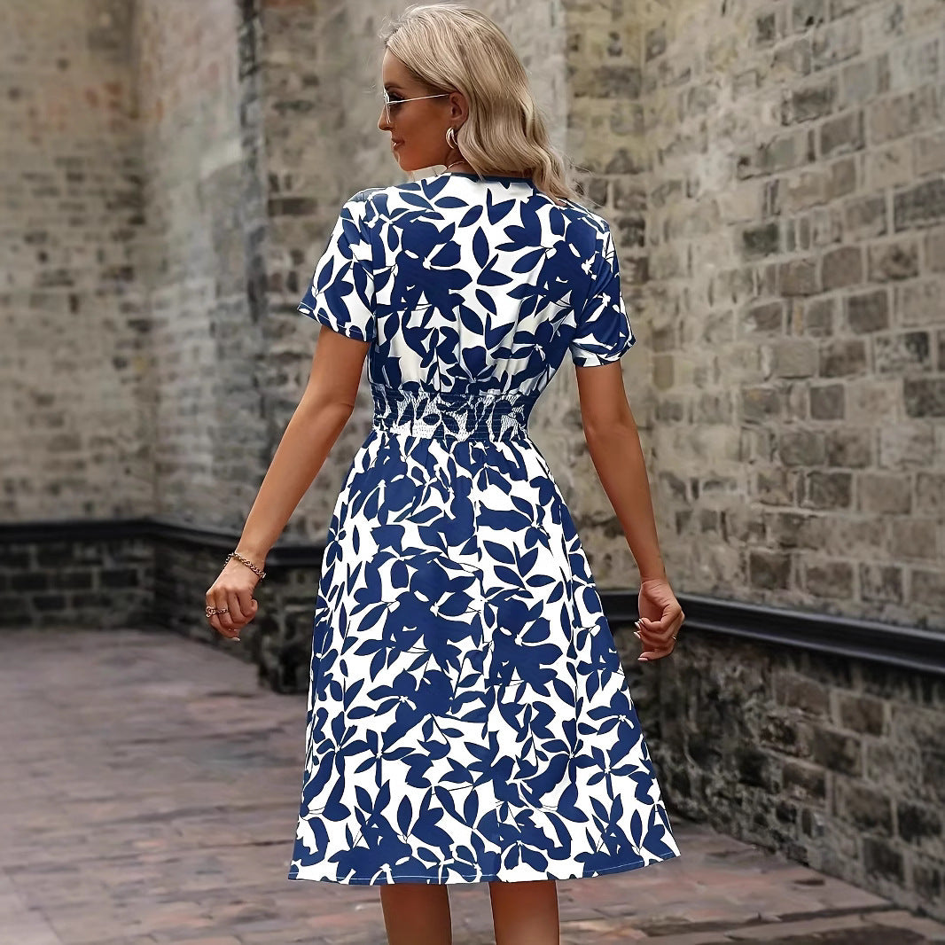 Damernas midi-wrap-klänning med blommönster och elastisk midja Eva Jonsson-Eva Jonsson