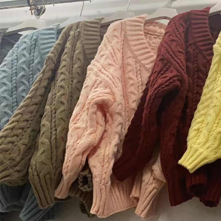 Damernas mjuk grovstickad cardigan med V-hals och vida ärmar Eva Jonsson-Eva Jonsson