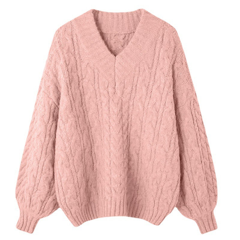 Damernas mjuk grovstickad cardigan med V-hals och vida ärmar Eva Jonsson-Eva Jonsson
