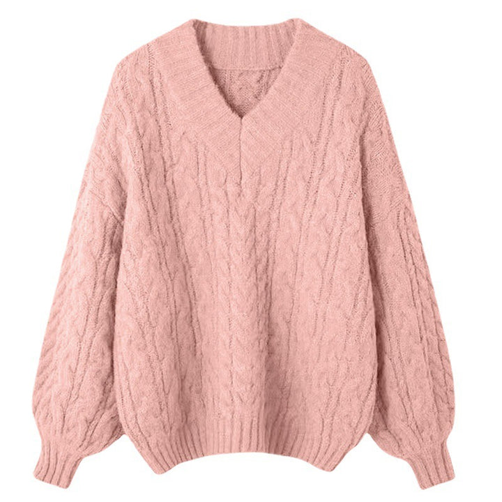Damernas mjuk grovstickad cardigan med V-hals och vida ärmar Eva Jonsson-Eva Jonsson