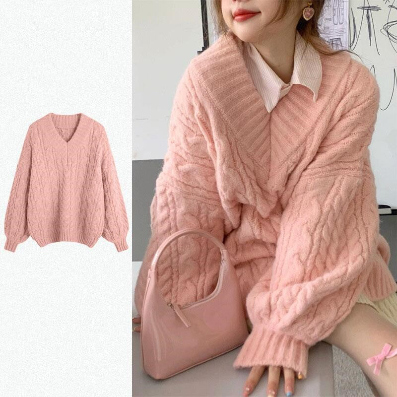 Damernas mjuk grovstickad cardigan med V-hals och vida ärmar Eva Jonsson-Eva Jonsson