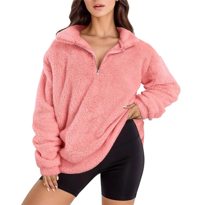 Damernas mjuka fleece-pullover med halv dragkedja Mirla-Eva Jonsson