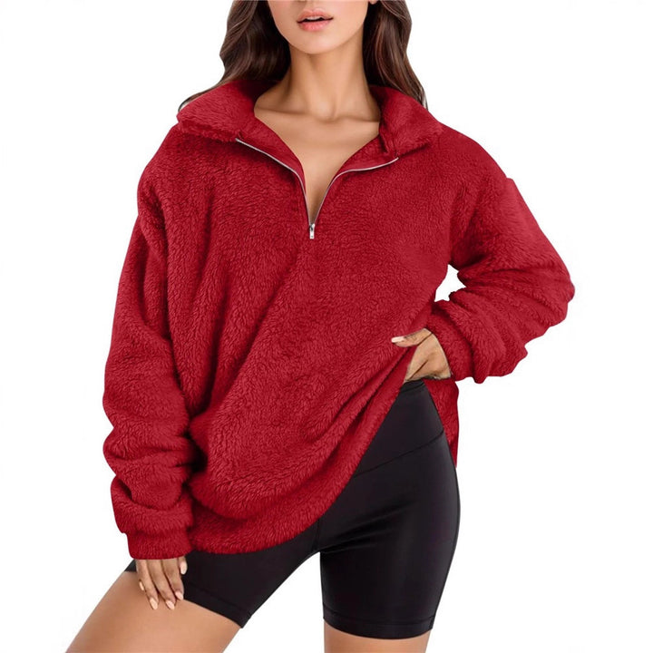 Damernas mjuka fleece-pullover med halv dragkedja Mirla-Eva Jonsson
