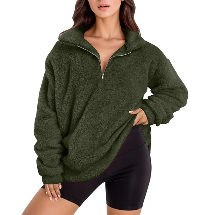Damernas mjuka fleece-pullover med halv dragkedja Mirla-Eva Jonsson