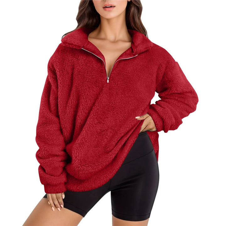 Damernas mjuka fleece-pullover med halv dragkedja Mirla-Eva Jonsson