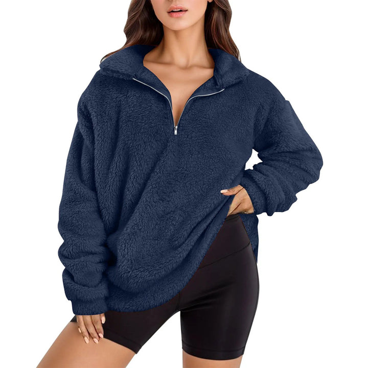 Damernas mjuka fleece-pullover med halv dragkedja Mirla-Eva Jonsson