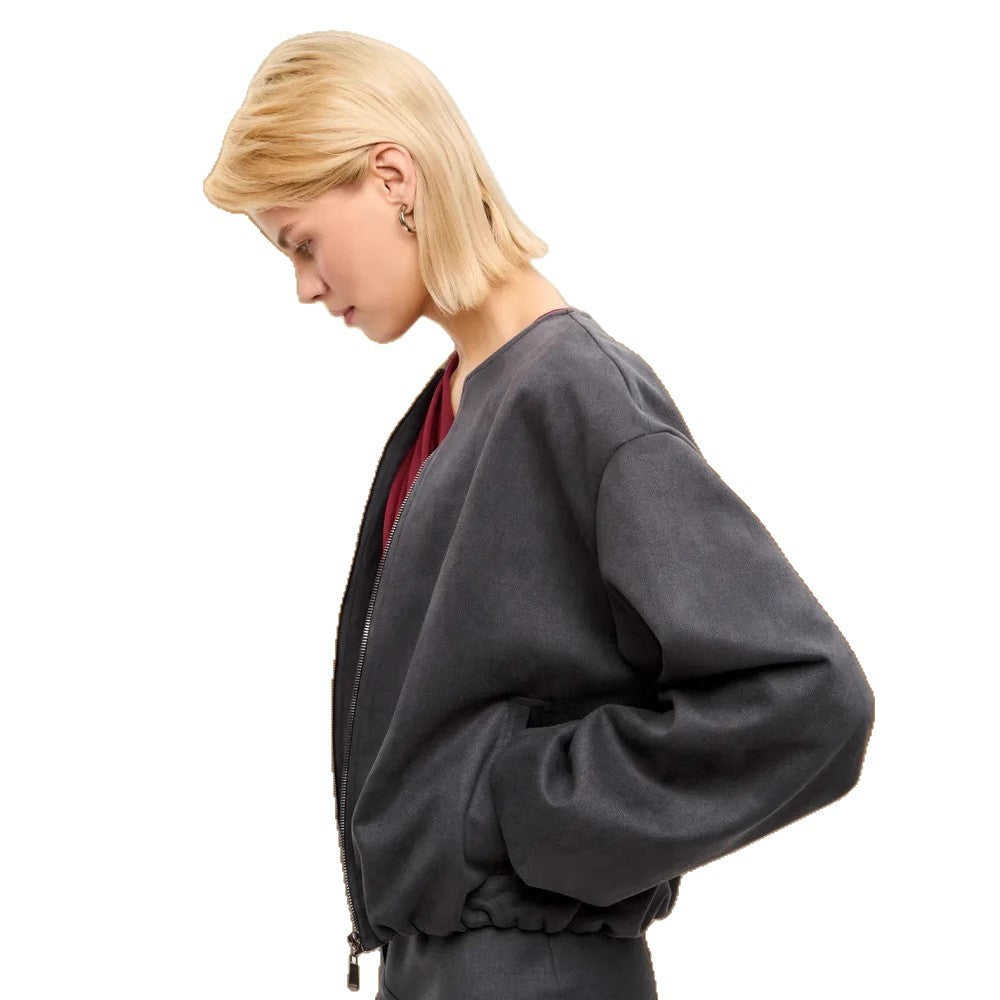 Damernas mjuka oversized sweatshirtjacka med modern blixtlås och sidofickor Mirla-Eva Jonsson