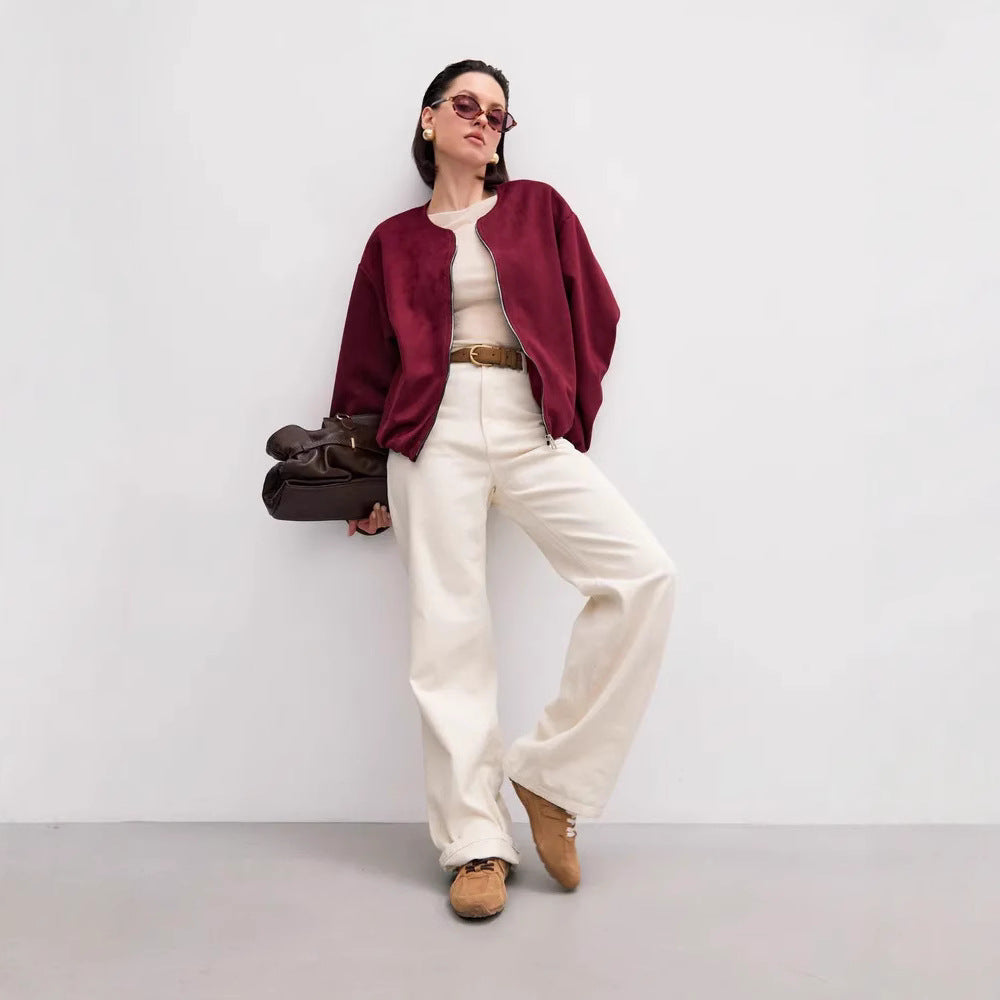 Damernas mjuka oversized sweatshirtjacka med modern blixtlås och sidofickor Mirla-Eva Jonsson