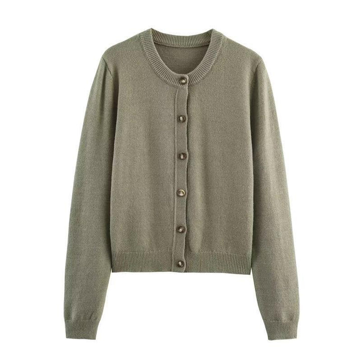 Damernas mjuka stickad cardigan med knappstängning och eleganta ribbdetaljer Eva Jonsson-Eva Jonsson