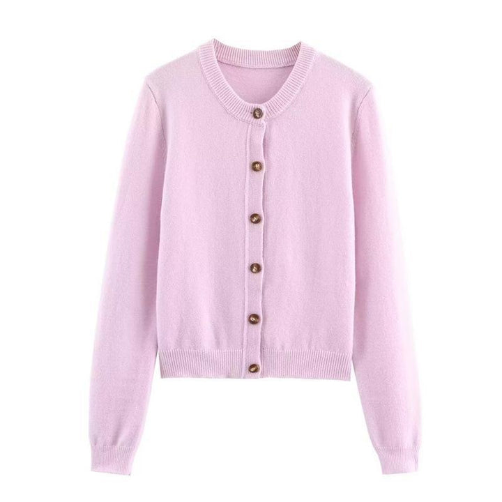 Damernas mjuka stickad cardigan med knappstängning och eleganta ribbdetaljer Eva Jonsson-Eva Jonsson
