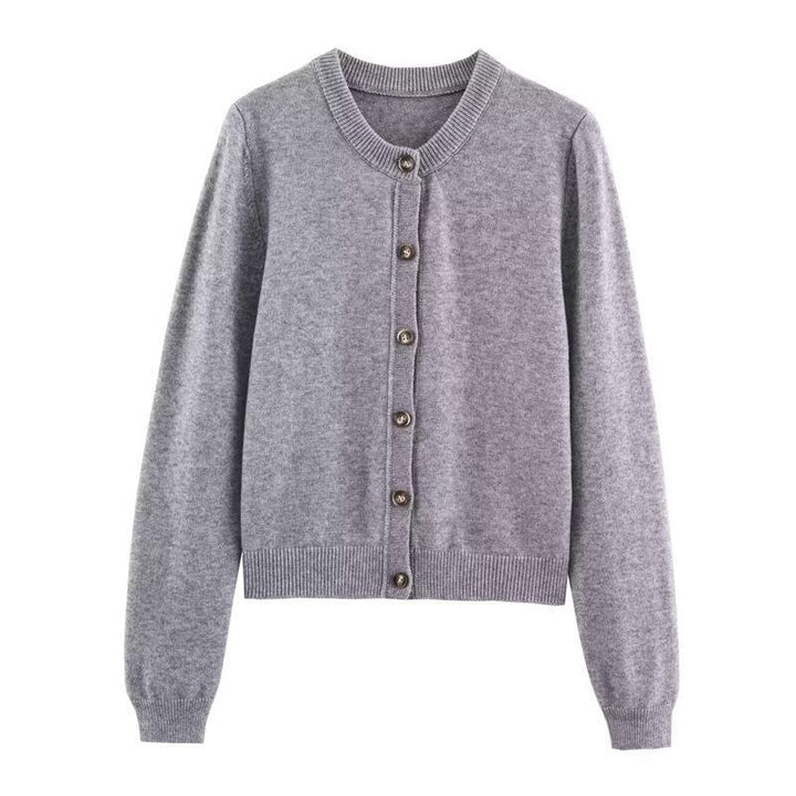 Damernas mjuka stickad cardigan med knappstängning och eleganta ribbdetaljer Eva Jonsson-Eva Jonsson