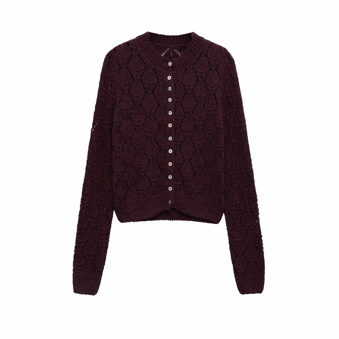 Damernas mjuka stickade cardigan med knapplist Mirla-Eva Jonsson
