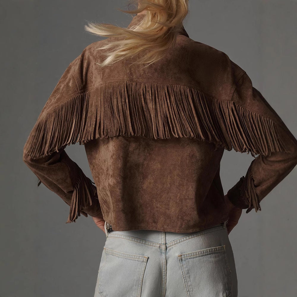 Damernas mockajacka med fransar och oversized passform Mirla-Eva Jonsson