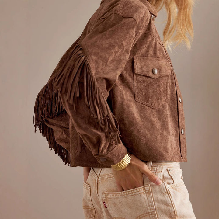 Damernas mockajacka med fransar och oversized passform Mirla-Eva Jonsson
