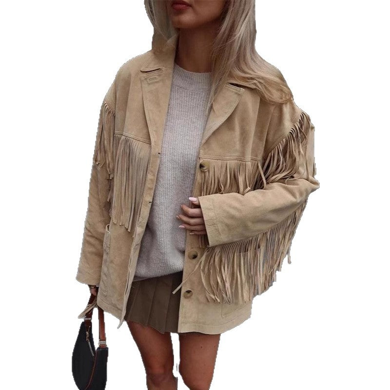 Damernas mockajacka med fransar och oversized passform Mirla-Eva Jonsson