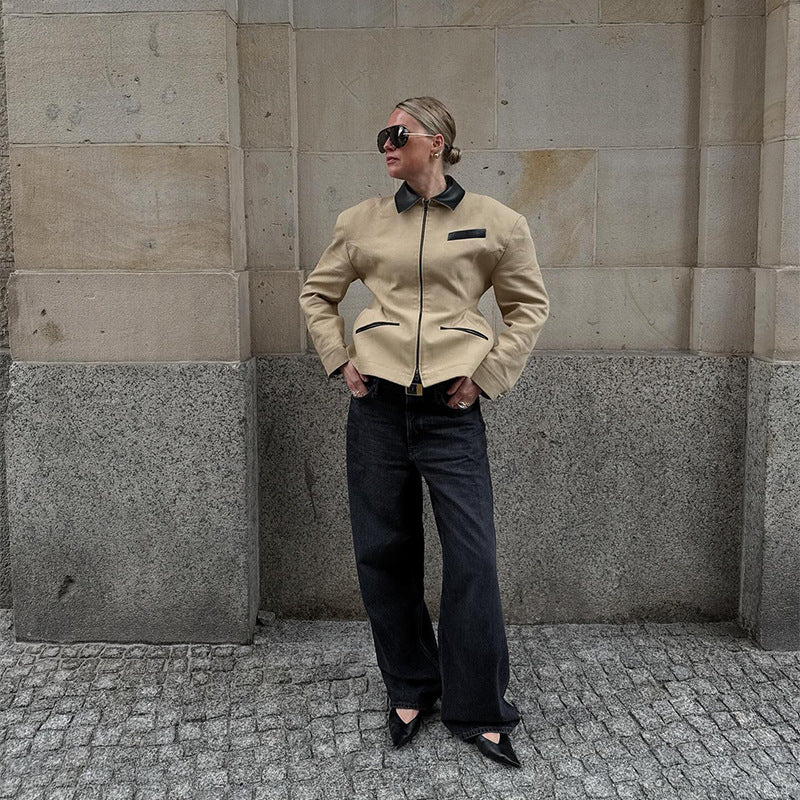 Damernas mode Utility-jacka med hög krage och dragkedja Mirla-Eva Jonsson