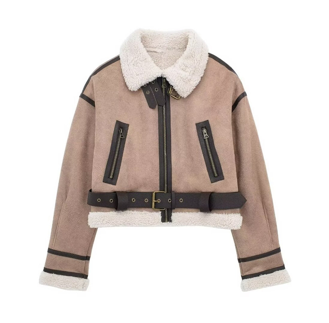 Damernas mode bikerjacka med fleece-detalj Mirla-Eva Jonsson