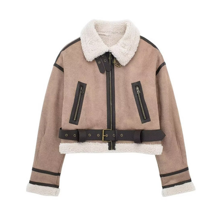 Damernas mode bikerjacka med fleece-detalj Mirla-Eva Jonsson