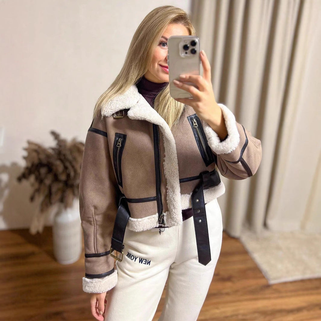 Damernas mode bikerjacka med fleece-detalj Mirla-Eva Jonsson