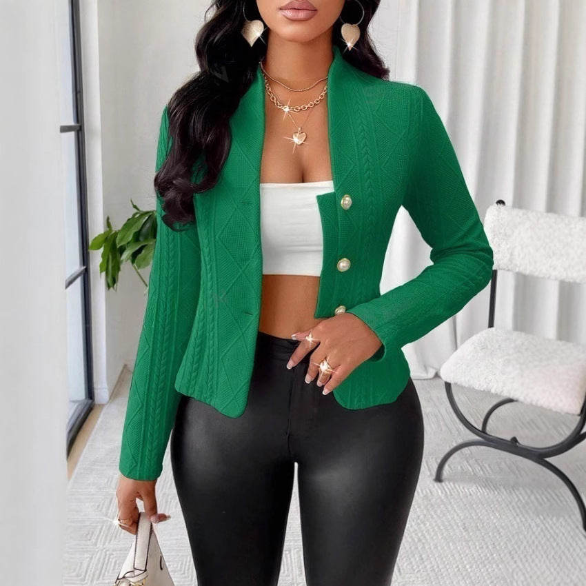 Damernas mode blazer med strukturerad design och glänsande knappar Mirla-Eva Jonsson