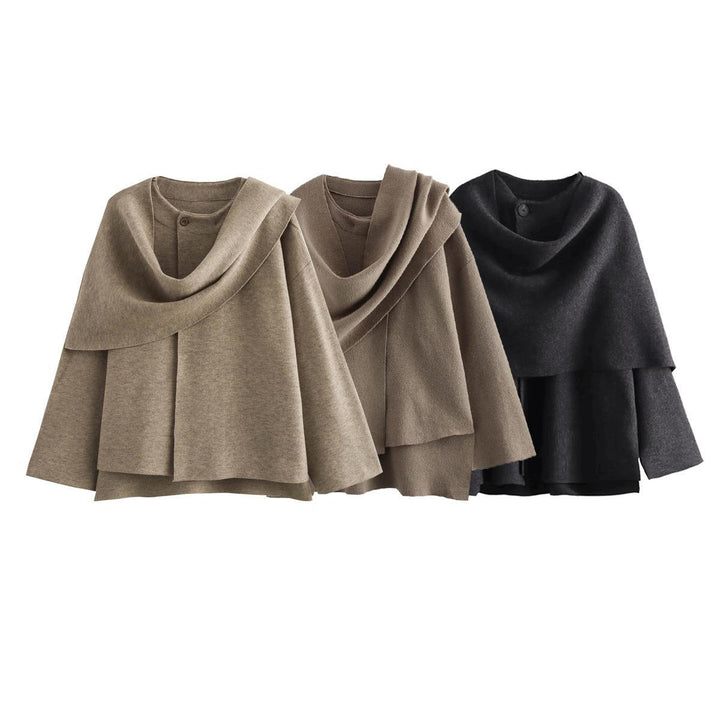 Damernas mode cape tröja i mjukt material Eva Jonsson-Eva Jonsson