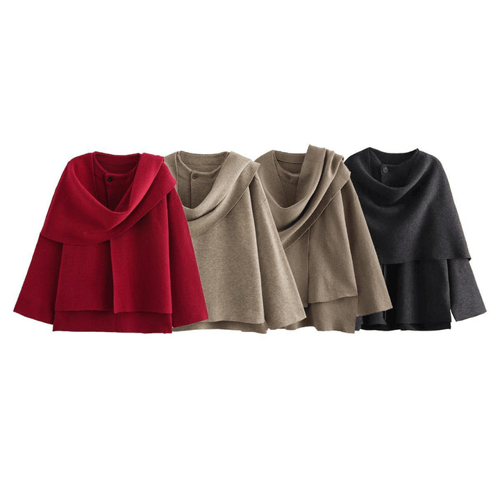 Damernas mode cape tröja i mjukt material Eva Jonsson-Eva Jonsson