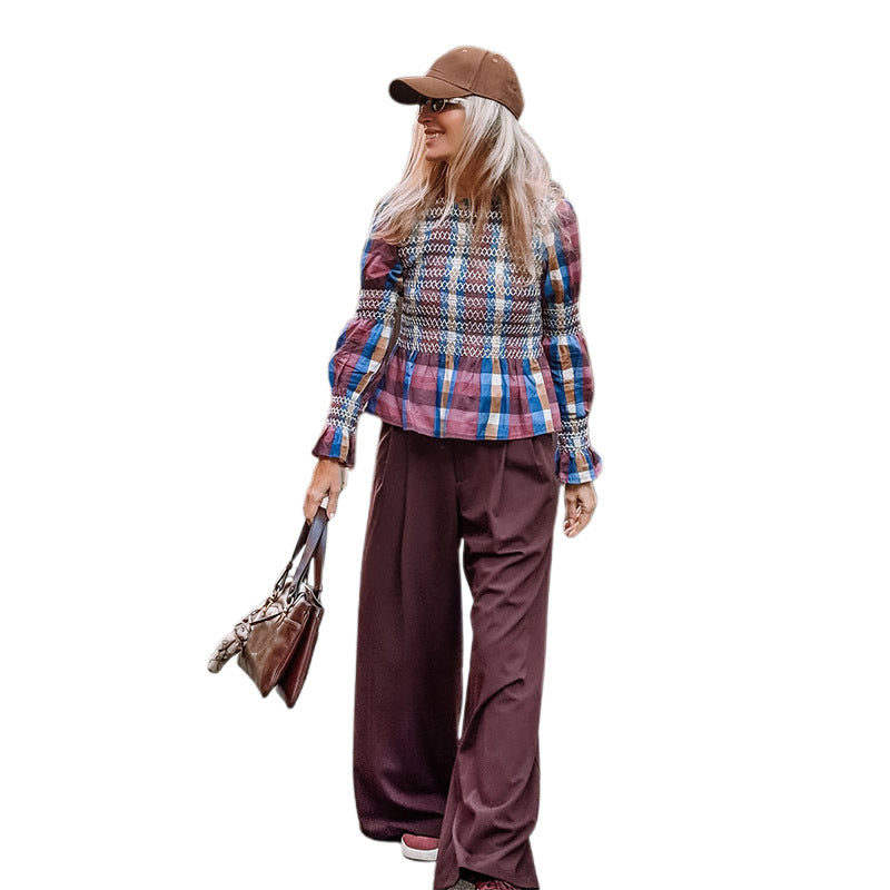 Damernas mode morotsbyxor med hög midja och eleganta veck Mirla-Eva Jonsson