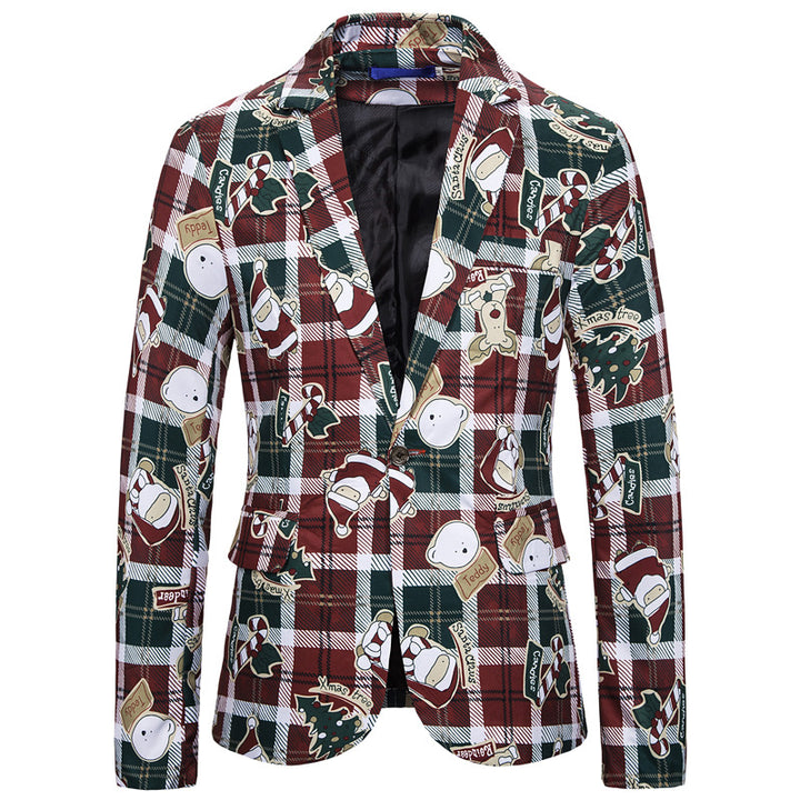 Damernas mode rutiga blazer med originell tryck Mirla-Eva Jonsson