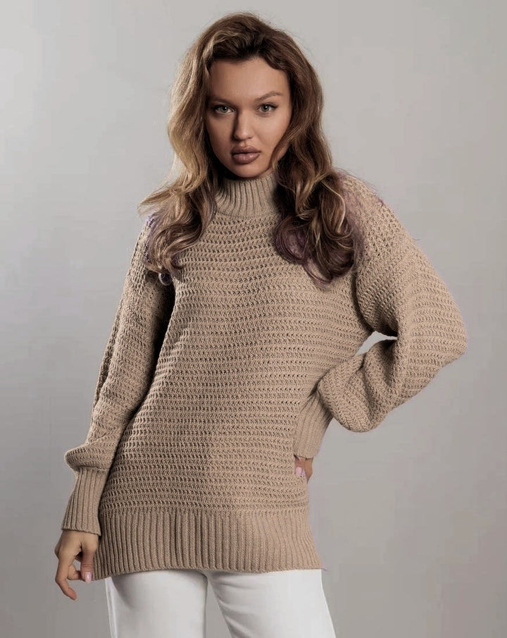 Damernas mode tröja i stickat med strukturerat mönster och bred passform Eva Jonsson-Eva Jonsson