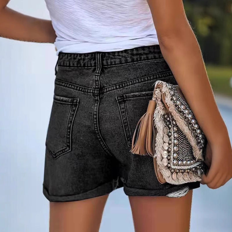 Damernas modejeans-shorts i avslappnad distressed-look Mirla-Eva Jonsson