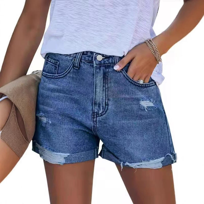 Damernas modejeans-shorts i avslappnad distressed-look Mirla-Eva Jonsson