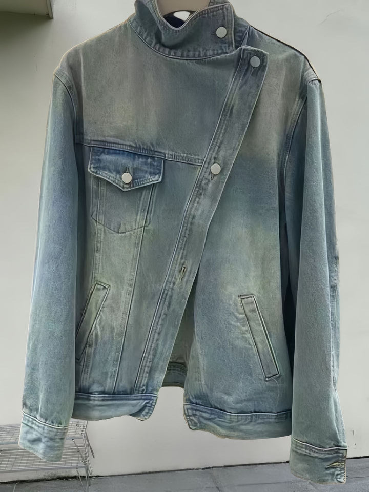 Damernas modejeansjacka med asymmetrisk skärning Mirla-Eva Jonsson
