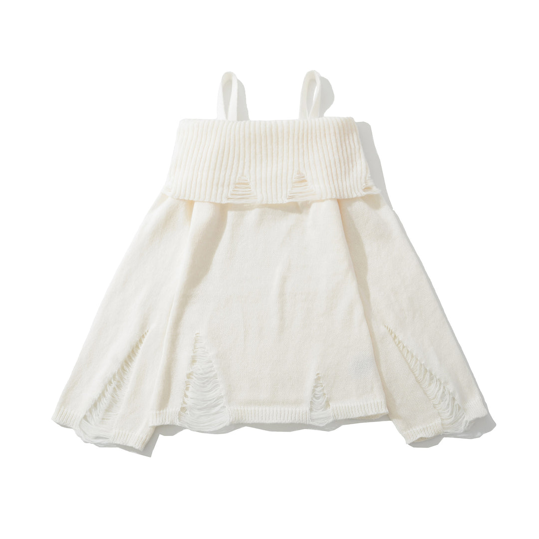 Damernas moderiktiga ärmlösa stickad överdel med kreativ ribbdetalj Mirla-Eva Jonsson