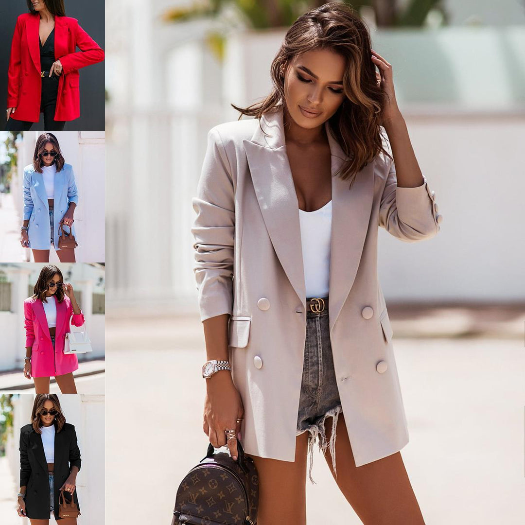 Damernas moderiktiga blazer med dubbel knapprad och lyxig design Mirla-Eva Jonsson