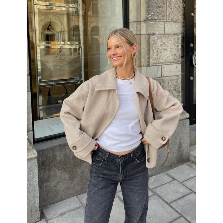 Damernas moderiktiga croppad ulljacka Eva Jonsson-Eva Jonsson