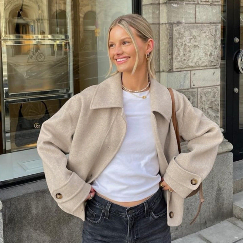 Damernas moderiktiga croppad ulljacka Eva Jonsson-Eva Jonsson