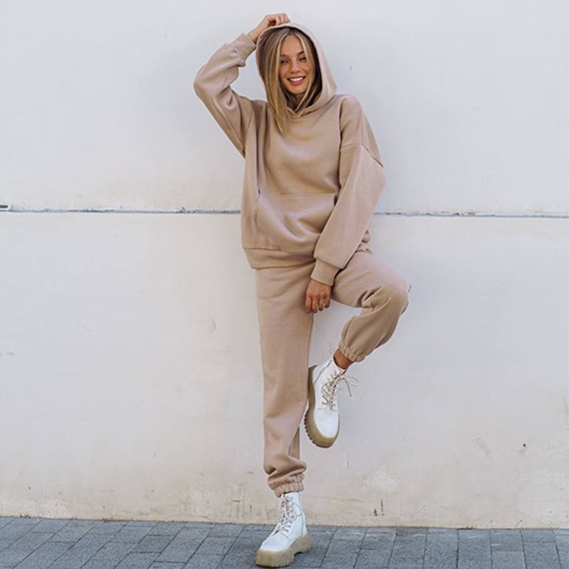 Damernas moderiktiga fleece-set med huva och elastiska muddar Eva Jonsson-Eva Jonsson