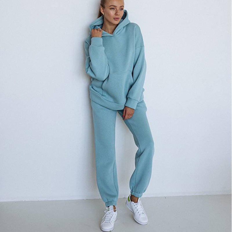 Damernas moderiktiga fleece-set med huva och elastiska muddar Eva Jonsson-Eva Jonsson