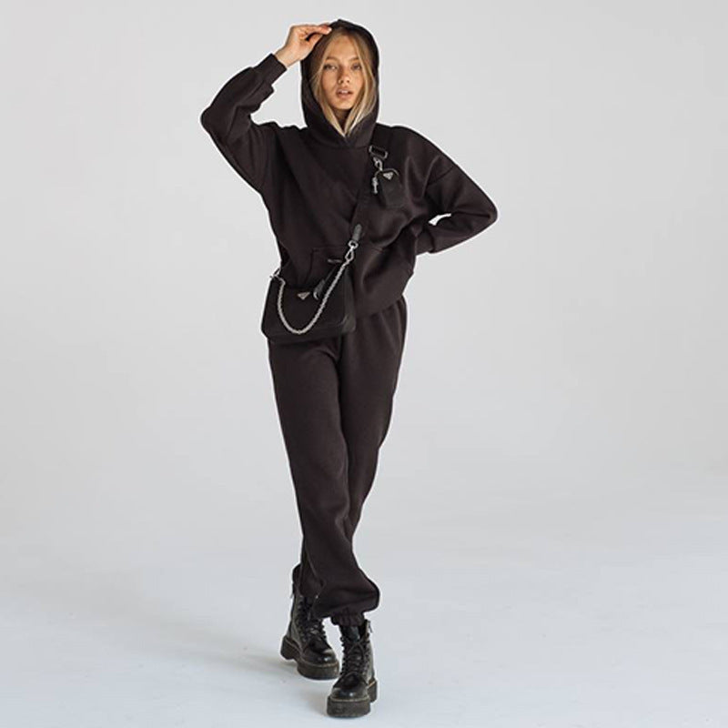 Damernas moderiktiga fleece-set med huva och elastiska muddar Eva Jonsson-Eva Jonsson