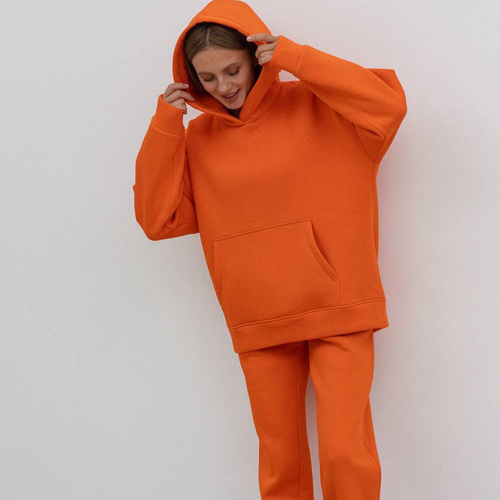 Damernas moderiktiga fleece-set med huva och elastiska muddar Eva Jonsson-Eva Jonsson