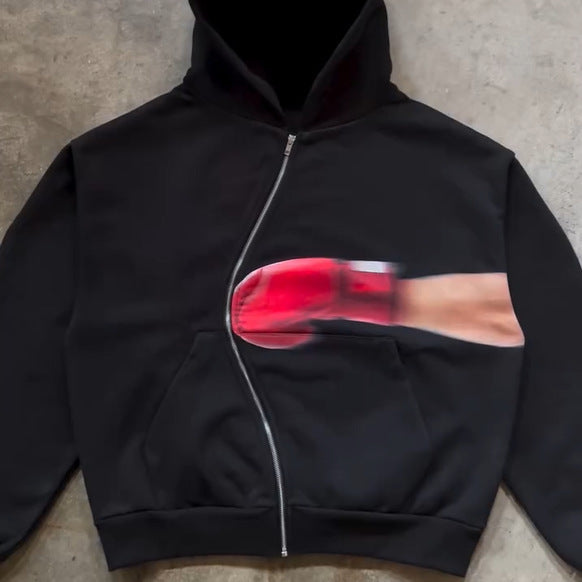 Damernas moderiktiga hoodie med unik grafisk tryck Eva Jonsson-Eva Jonsson