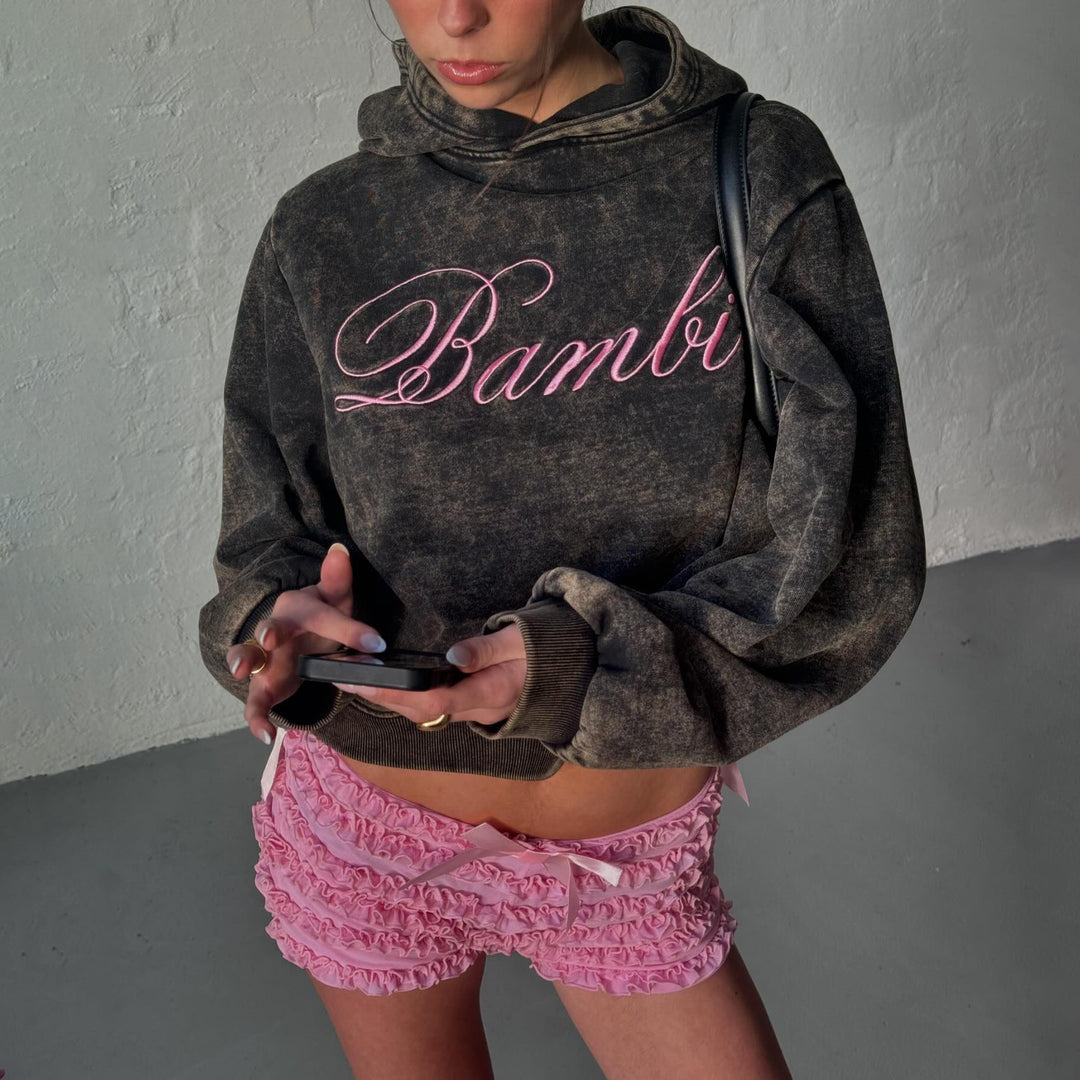 Damernas moderiktiga oversized hoodie med kreativ text Eva Jonsson-Eva Jonsson