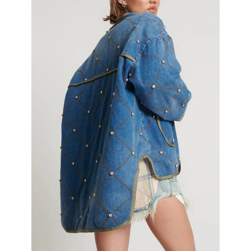 Damernas moderna denimjacka med diamantquiltning Mirla-Eva Jonsson