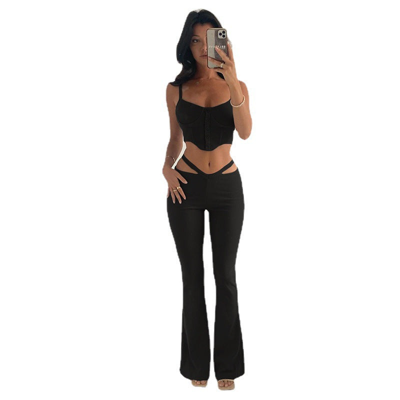 Damernas modiga crop top och flare byxor set Mirla-Eva Jonsson