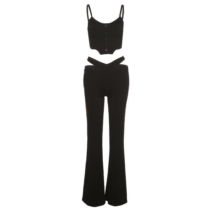 Damernas modiga crop top och flare byxor set Mirla-Eva Jonsson